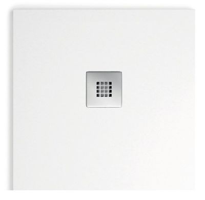 OMS MATT ARCTIC WHITE SLATE EFFECT 800mm x 800mm x 27mm SQUARE SHOWER TRAY with STAINLESS STEEL GRID, PUL_08_08_BL